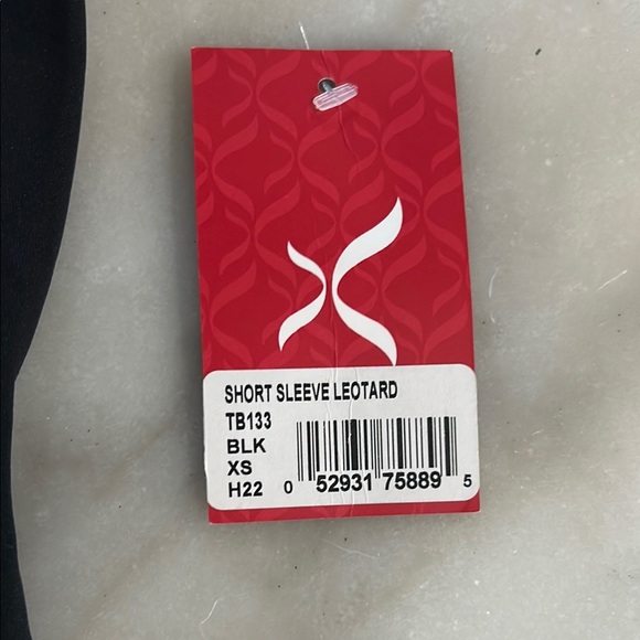 Capezio Black Bodysuit with Scoop Neck and Cap Sleeves - Picture 2 of 4